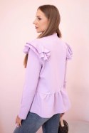 Bluza Narzutka damska z falbankami i stójką fioletowa  