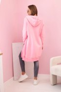 Bluza damska ocieplana z kapturem i zamkiem jasno różowa  