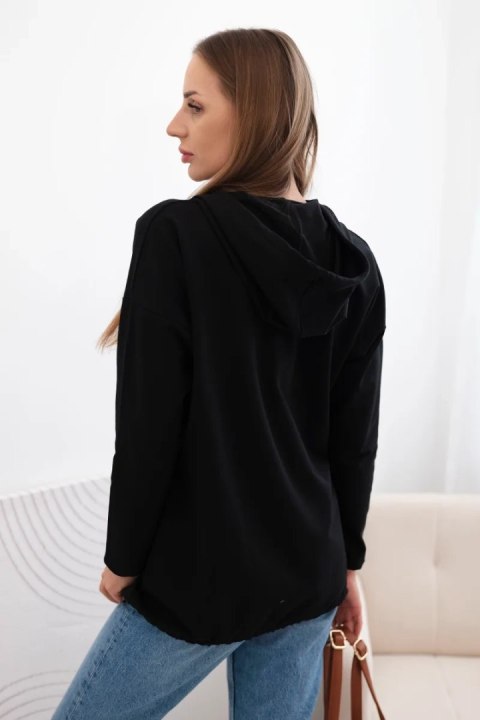 Bluza damska z kapturem i troczkiem na dole czarna  