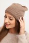 Czapka damska zimowa z wełną o prążkowanym splocie K471 mocca