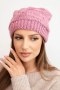 Czapka damska zimowa z wełny z ozdobnym splotem K451 fioletowa