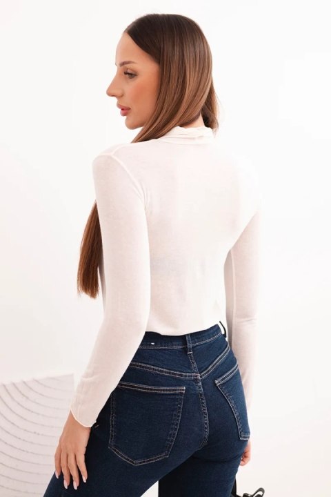 Damska bluzka z kaszmiru z golfem i długim rękawem jasno beżowa