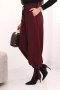 Spodnie damskie z szeroką nogawką i wiązaniem u dołu bordowe