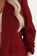 588-4 Damska klasyczna marynarka z drapowanymi rękawkami - bordowa