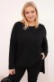 Bluzka damska Plus Size asymetryczna z długim rękawem czarna