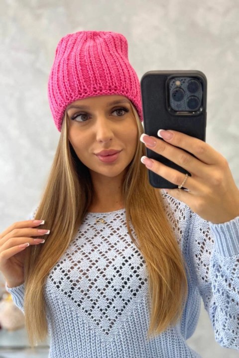 Czapka damska Rebeka K345 różowy neon