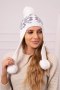 Czapka damska uszatka Balbina K381 biała