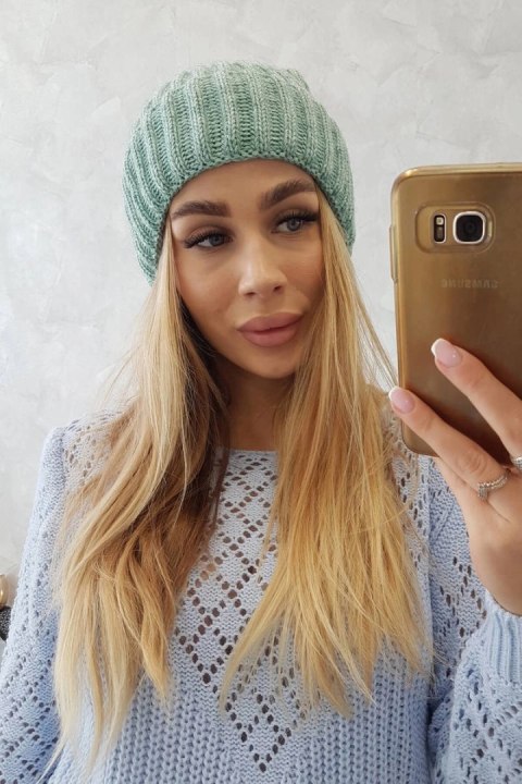 Czapka z wywinięciem Magda K293 ciemno miętowa