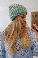 Czapka z wywinięciem Magda K293 ciemno miętowa