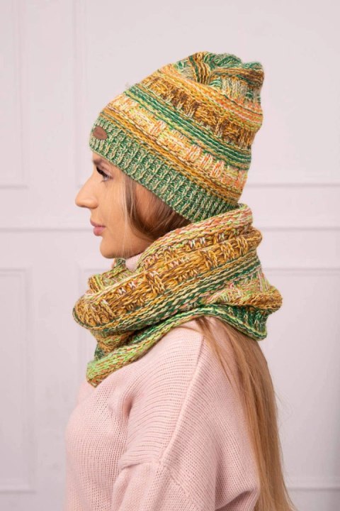 Komplet damski z polarem Feliksa K411 pomarańczowy+zielony