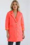 Kurtka damska Plus Size pikowana z ozdobnymi guzikami i kołnierzem różowy neon