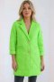 Kurtka damska Plus Size pikowana z ozdobnymi guzikami i kołnierzem zielony neon