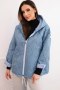 Kurtka damska wiosenna pikowana z kapturem i zamkiem jeansowa