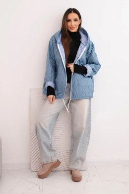 Kurtka damska wiosenna pikowana z kapturem i zamkiem jeansowa