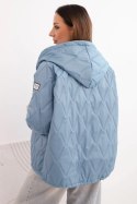 Kurtka damska wiosenna pikowana z kapturem i zamkiem jeansowa