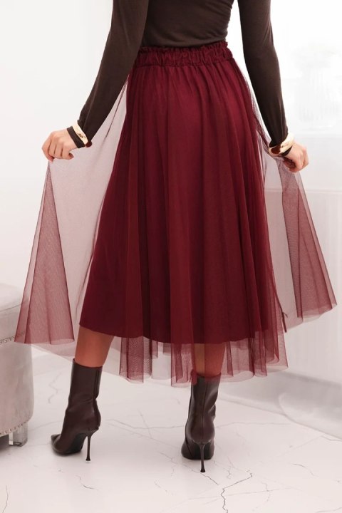 Spódnica damska tiulowa z podszewką z wiskozy bordowa