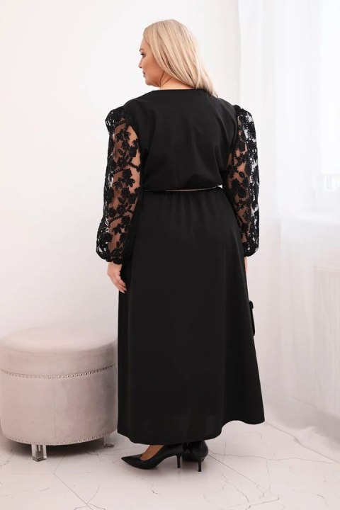 Sukienka damska Plus Size z wiskozy z kopertowym dekoltem czarna