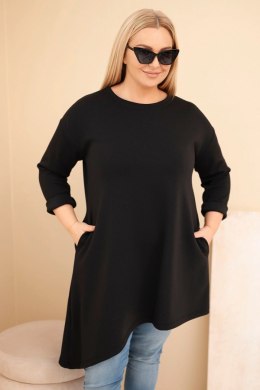 Sukienka damska Plus Size z wiskozy z luźnym fasonem i długim rękawem czarna