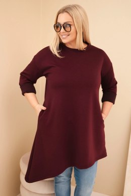 Sukienka damska Plus Size z wiskozy z luźnym fasonem i długim rękawem śliwkowa