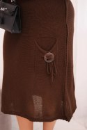 Sukienka swetrowa damska Plus Size z moherem oversize z kieszenią czekoladowa