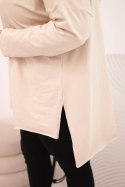 Bluzka damska Plus Size asymetryczna z długim rękawem beżowa