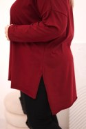 Bluzka damska Plus Size asymetryczna z długim rękawem bordowa