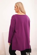Bluzka damska Plus Size asymetryczna z długim rękawem ciemno fioletowa