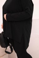 Bluzka damska Plus Size asymetryczna z długim rękawem czarna
