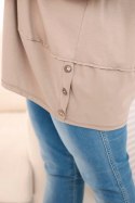 Bluzka damska Plus Size z bawełny z ozdobnymi guzikami i podwijanymi rękawami fango