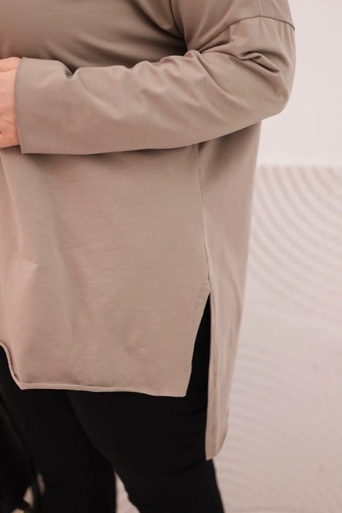 Bluzka damska bawełniana Plus Size asymetryczna z długim rękawem fango