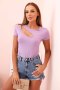 Body damskie wiskozowe z krótkim rękawem fioletowa