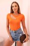 Body damskie wiskozowe z krótkim rękawem pomarańczowa