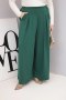 Spodnie damskie bawełniane Plus Size o szerokiej nogawce i luźnym kroju ciemno zielone