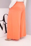 Spodnie damskie bawełniane Plus Size o szerokiej nogawce i luźnym kroju morelowe