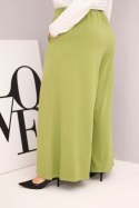 Spodnie damskie bawełniane Plus Size o szerokiej nogawce i luźnym kroju pistacjowe