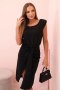 Sukienka damska elegancka z gumką w talii i rozcięciem czarna