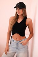 Top damski bawełniany na ramiączkach z dekoltem V czarna