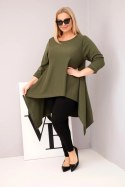 Tunika damska Plus Size bawełniana o asymetrycznym kroju khaki