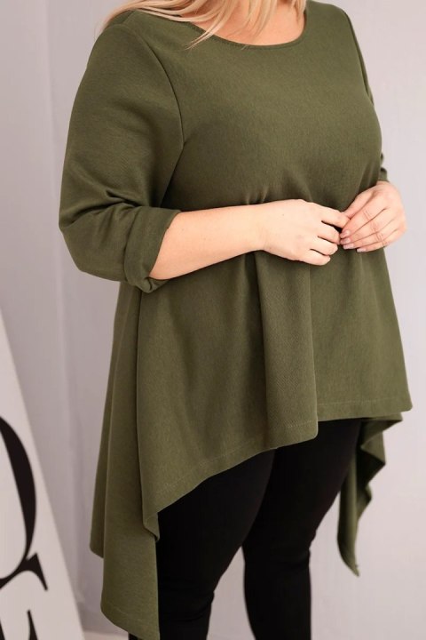 Tunika damska Plus Size bawełniana o asymetrycznym kroju khaki
