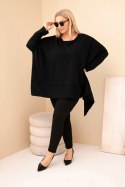 Tunika damska Plus Size z bawełny z asymetrycznym dołem czarna