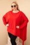 Tunika damska Plus Size z bawełny z asymetrycznym dołem czerwona