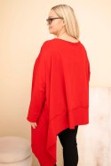 Tunika damska Plus Size z bawełny z asymetrycznym dołem czerwona