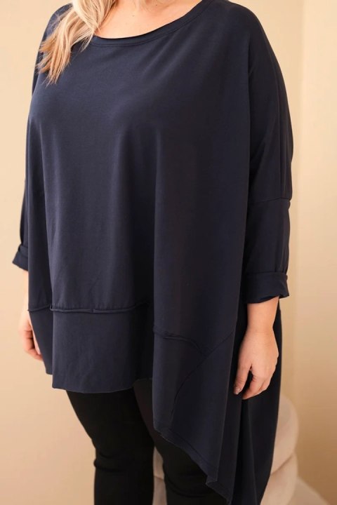 Tunika damska Plus Size z bawełny z asymetrycznym dołem granatowa