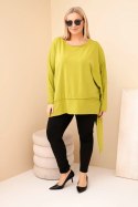 Tunika damska Plus Size z bawełny z asymetrycznym dołem pistacjowa