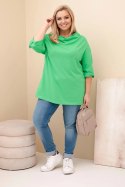 Bluzka damska Plus Size z bawełną o luźnym kroju z dekoltem wodnym jasno zielona