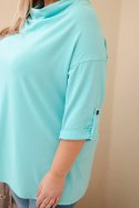 Bluzka damska Plus Size z bawełną o luźnym kroju z dekoltem wodnym miętowa