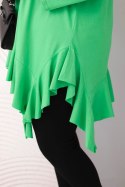 Bluzka damska Plus Size z bawełną z falbaną i rękawem podwijanym jasno zielona