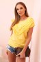 Bluzka damska bawełniana z falbanami na przodzie i rękawkach żółta