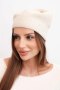 Czapka damska wełniana klasyczna gładka beanie K420 beżowa
