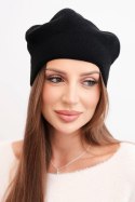 Czapka damska wełniana klasyczna gładka beanie K420 czarna